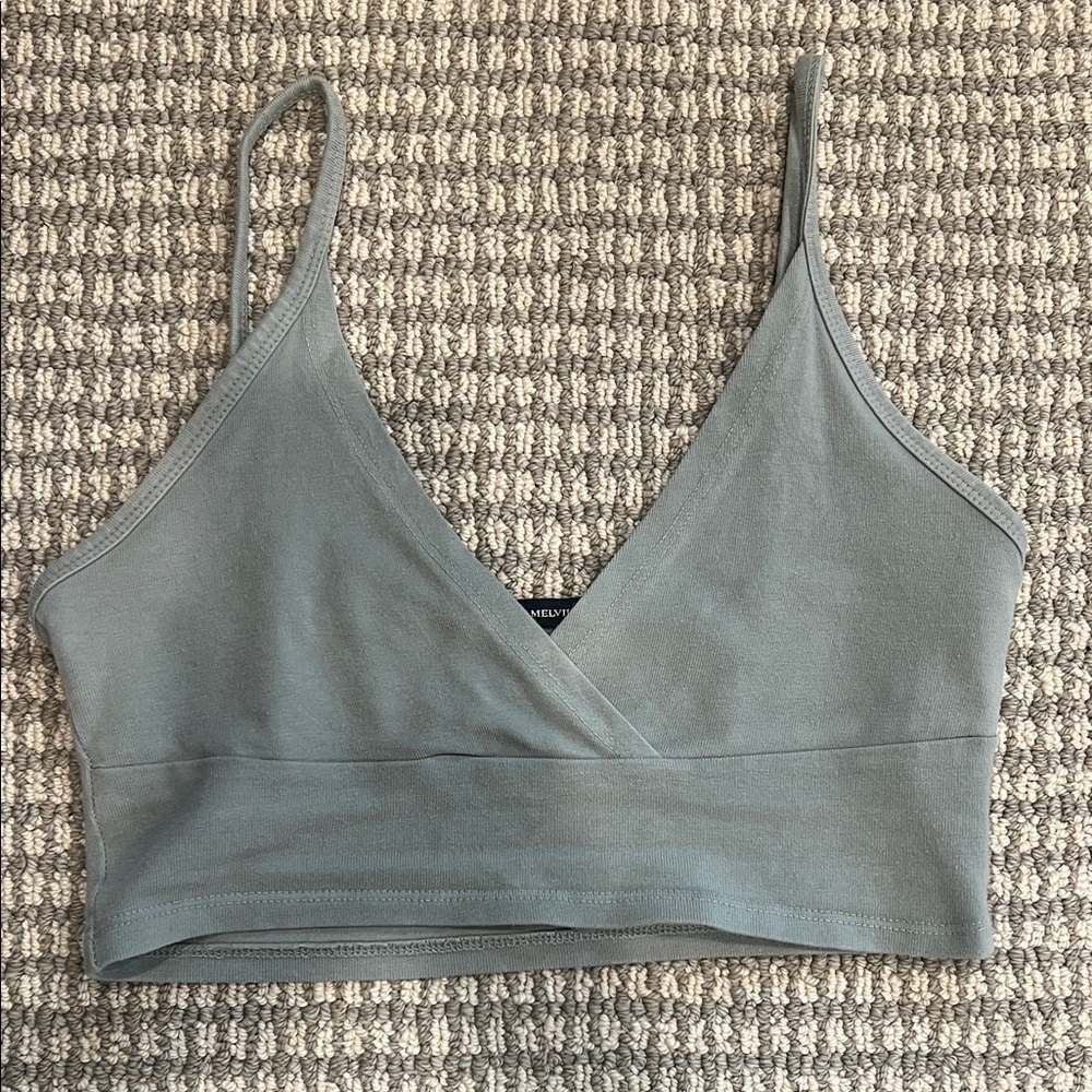 Brandy Melville Blue V-Neck Tank Top